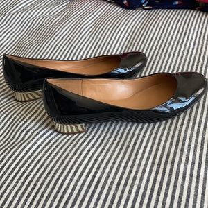 J Crew Patent leather gold heel shoes